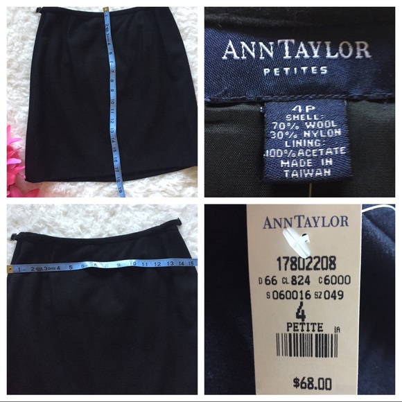 ANN TAYLOR NWT Black Wool Skirt Petite Size 4P - Picture 4 of 4